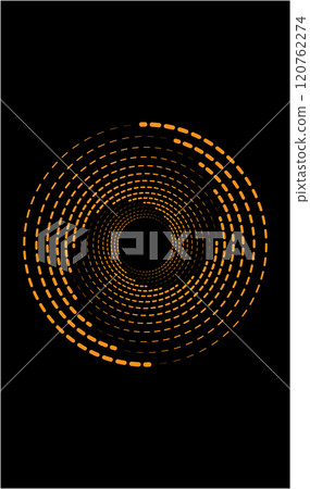 Abstract Background with Yellow spiral Pattern with circles, halftone dotted backdrop. 120762274