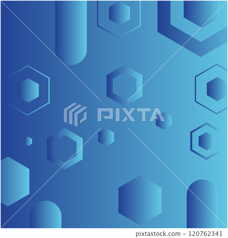 Abstract Blue Gradient background with Hexgaon shapes on fluid gradient Shiny design 120762341