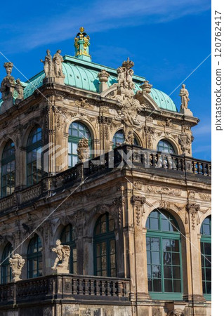 Architectural details at public spaces of Zwinger palace, Dresden, Germany 120762417