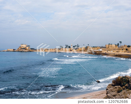 Caesarea national park on the Mediterranean coastline, Israel. 120762686