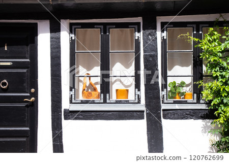 Houses in the aincient town of Elsinore - Helsingor, Denmark. 120762699
