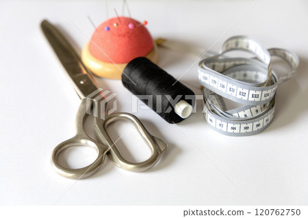 Set of sewing accessories for tailoring. Concept design and repair of clothes. 120762750