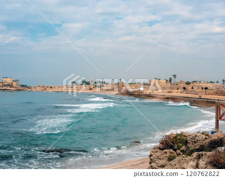 Caesarea national park on the Mediterranean coastline, Israel. Caesarea national park on the Mediterranean coastline, Israel. 120762822