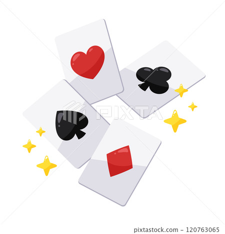 Illustration of a magic trick where cards pop out 120763065