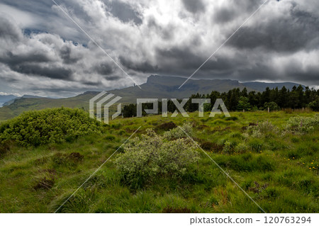 Scenic Mountain Landscape At The Old Man Of Storr Formation On The Isle Of Skye In Scotland 120763294