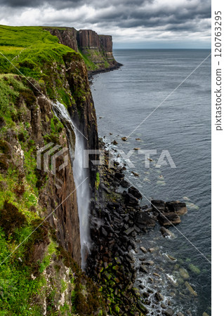 Spectacular Waterfall Of Kilt Rock On The Isle Of Skye In Scotland, UK 120763295