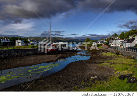 Harbor Of Village Kyleakin At The Atlantic Coast Of The Isle Of Skye In Scotland, UK Harbor Of Village Kyleakin At The Atlantic Coast Of The Isle Of Skye In Scotland, UK 120763367