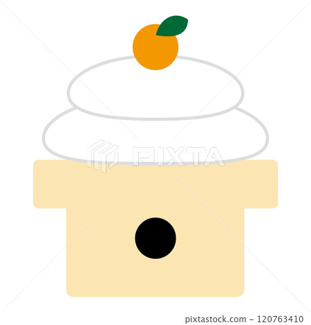 Simple and flat illustration of Kagami mochi on white background 120763410