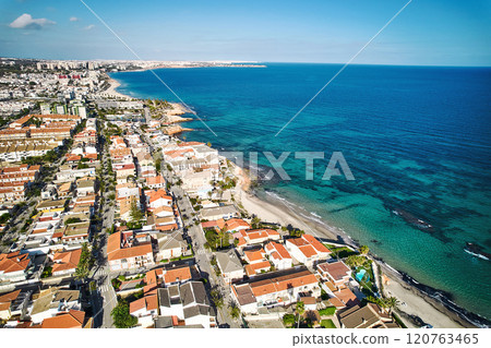 Aerial drone point of view, Torre de la Horadada townscape Aerial drone point of view, Torre de la Horadada townscape 120763465