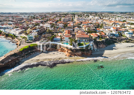 Aerial drone point of view, Torre de la Horadada townscape Aerial drone point of view, Torre de la Horadada townscape 120763472