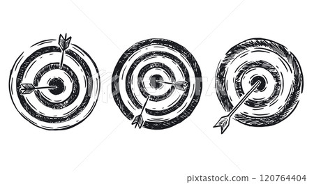 Target arrow hand drawn illustration. Vector. Target arrow hand drawn illustration. Vector. 120764404