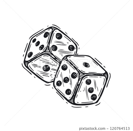 Dice hand drawn vector illustration	 120764513
