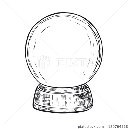 Snow magic globe hand drawn illustration, vector.	 120764518