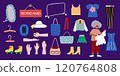 Second hand clothing shop clip art vector 120764808