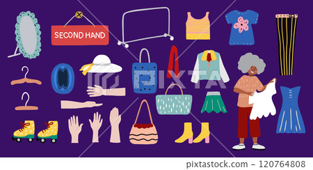 Second hand clothing shop clip art vector Second hand clothing shop clip art vector 120764808
