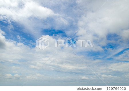Blue sky with light, cumulus clouds. Blue sky with light, cumulus clouds. 120764920
