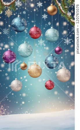 illustration of decorative christmas tree balls for tradition celebrations. 120765076