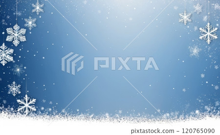illustration background with copy space area decorated with shiny snowflakes for Christmas greeting cards 120765090