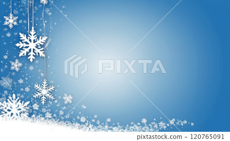 illustration background with copy space area decorated with shiny snowflakes for Christmas greeting cards illustration background with copy space area decorated with shiny snowflakes for Christmas greeting cards 120765091
