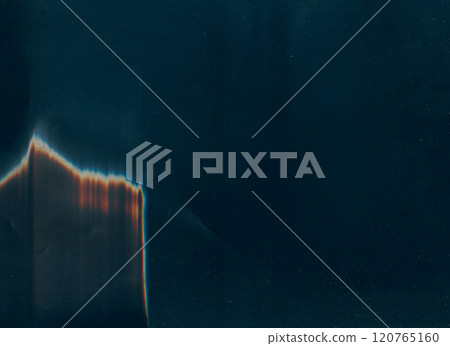 Dust scratch texture. Old film overlay. Burn stain effect. Blue white orange color defect light flare weathered uneven worn surface dark illustration art abstract background. Dust scratch texture. Old film overlay. Burn stain effect. Blue white orange color defect light flare weathered uneven worn surface dark illustration art abstract background. 120765160