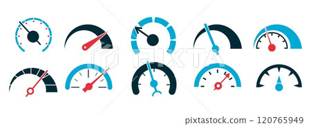 Speed level indicator infographic icons Speed level indicator infographic icons 120765949