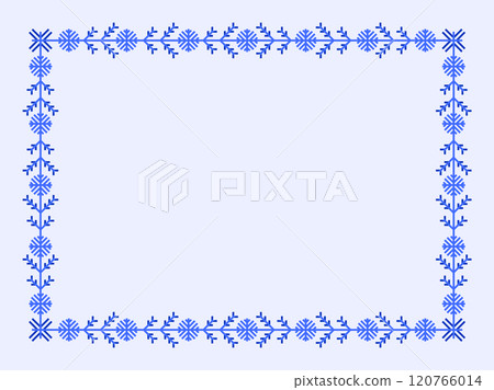 Snowflakes frame for Christmas and New Year greetings. Winter frame with snowflakes in geometric line art style. Design for greeting card, flyers and invitations. Vector illustration 120766014