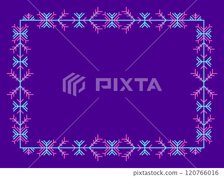 Snowflakes frame for Christmas and New Year greetings. Winter frame with snowflakes in geometric line art style. Design for greeting card, flyers and invitations. Vector illustration 120766016