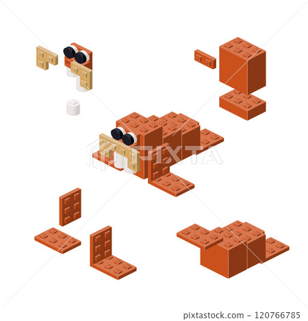 Concept with deconstruction walrus from plastic blocks. Vector Concept with deconstruction walrus from plastic blocks. Vector 120766785