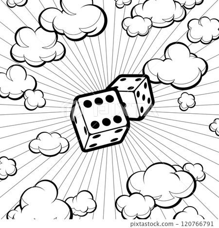 Dice concept in pop art style for print and decoration. Vector. 120766791