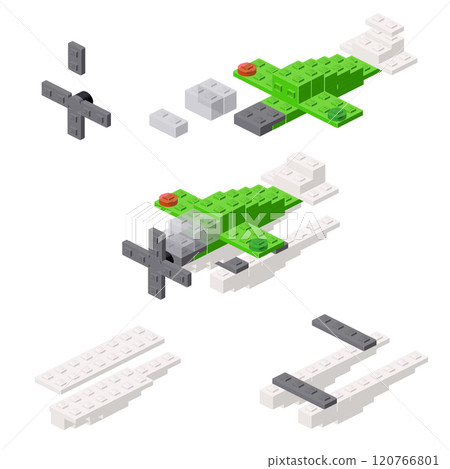 Concept with deconstruction hydroplane from plastic blocks. Vector Concept with deconstruction hydroplane from plastic blocks. Vector 120766801