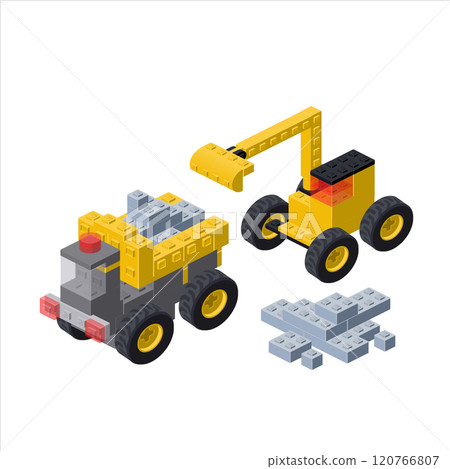 Isometric construction materials loading concept. Vector Isometric construction materials loading concept. Vector 120766807