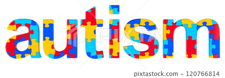 Autism word from colored puzzles, 3D rendering Autism word from colored puzzles, 3D rendering 120766814