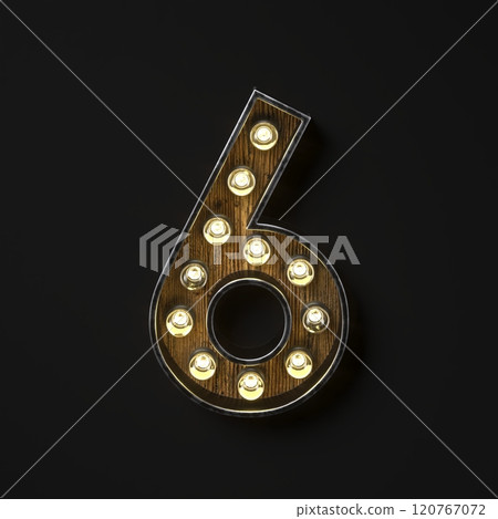 Light bulb glowing Number 6 SIX 3D Light bulb glowing Number 6 SIX 3D 120767072