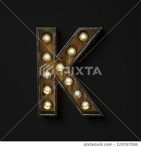 Light bulb glowing Letter K 3D Light bulb glowing Letter K 3D 120767086
