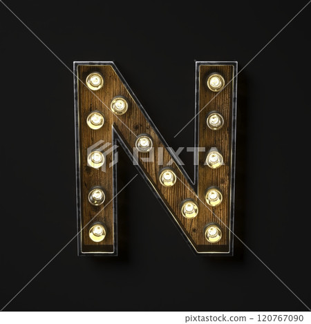 Light bulb glowing Letter N 3D Light bulb glowing Letter N 3D 120767090