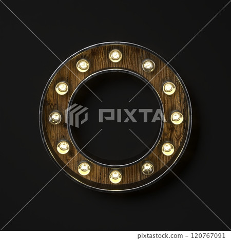 Light bulb glowing Letter O 3D Light bulb glowing Letter O 3D 120767091