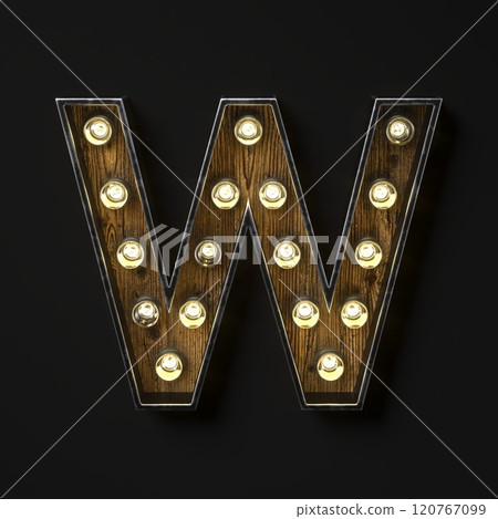 Light bulb glowing Letter W 3D Light bulb glowing Letter W 3D 120767099