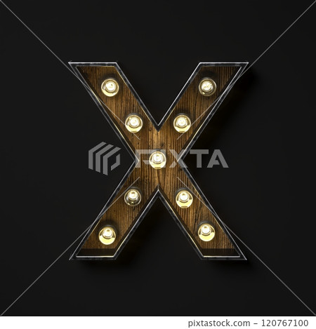 Light bulb glowing Letter X 3D Light bulb glowing Letter X 3D 120767100