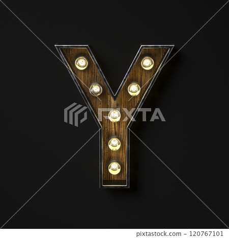 Light bulb glowing Letter Y 3D 120767101