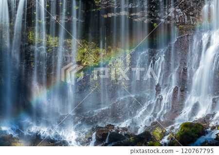 靜岡縣白絲瀑布的秋天彩虹 120767795