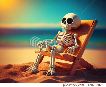 曬日光浴的骷髏人物 120768023