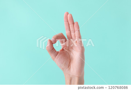 OK sign green background (stock photo) 120768086