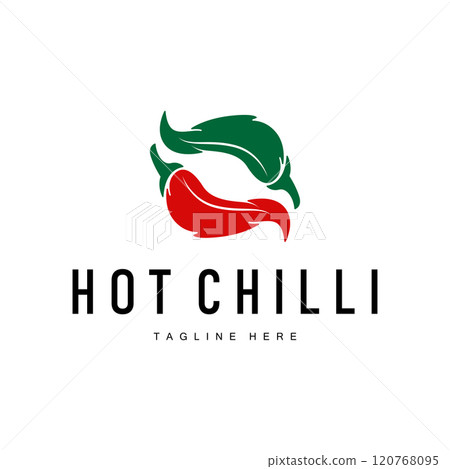 Hot Chili Peppers Logo Farm Garden Design Simple Illustration Symbol Template 120768095