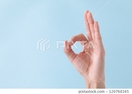 OK sign blue background (stock photo) 120768165