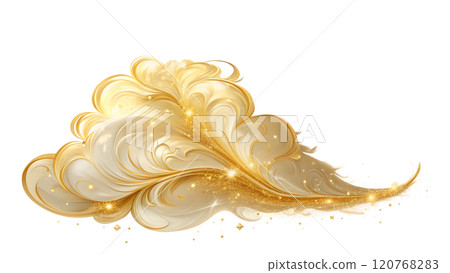 閃亮的金色雲狀裝飾漩渦設計 120768283