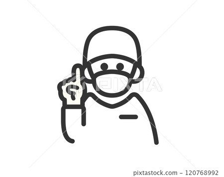外科醫生圖標的插圖（線圖）來解釋 120768992