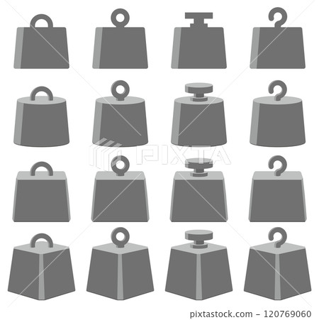 重量、各種形狀的重量的向量插圖集 120769060