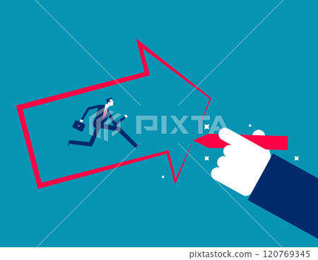 Business big hand helping direction for employee. Business finance vector flat style 120769345