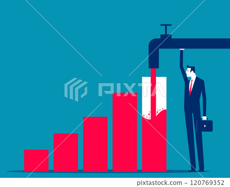 Businessman with water pipe. Business with wealth vector flat style 120769352