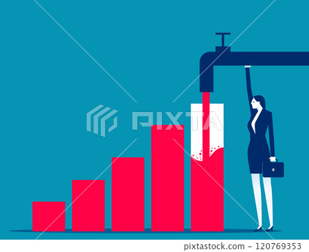Businesswoman with water pipe. Business with wealth vector flat style 120769353